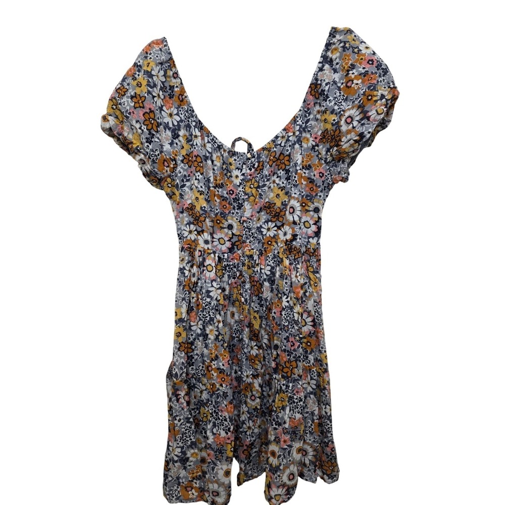 American Eagle Women Cottagecore Floral Smocked Tie-Back Midi Festival Dress L T